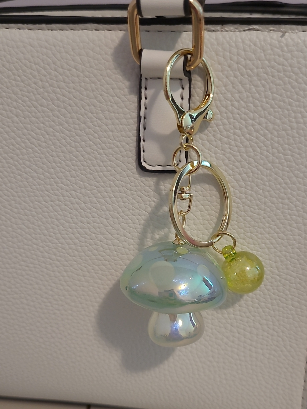 Iridescent Green Mushroom Keychain Bag Charm - Unbranded